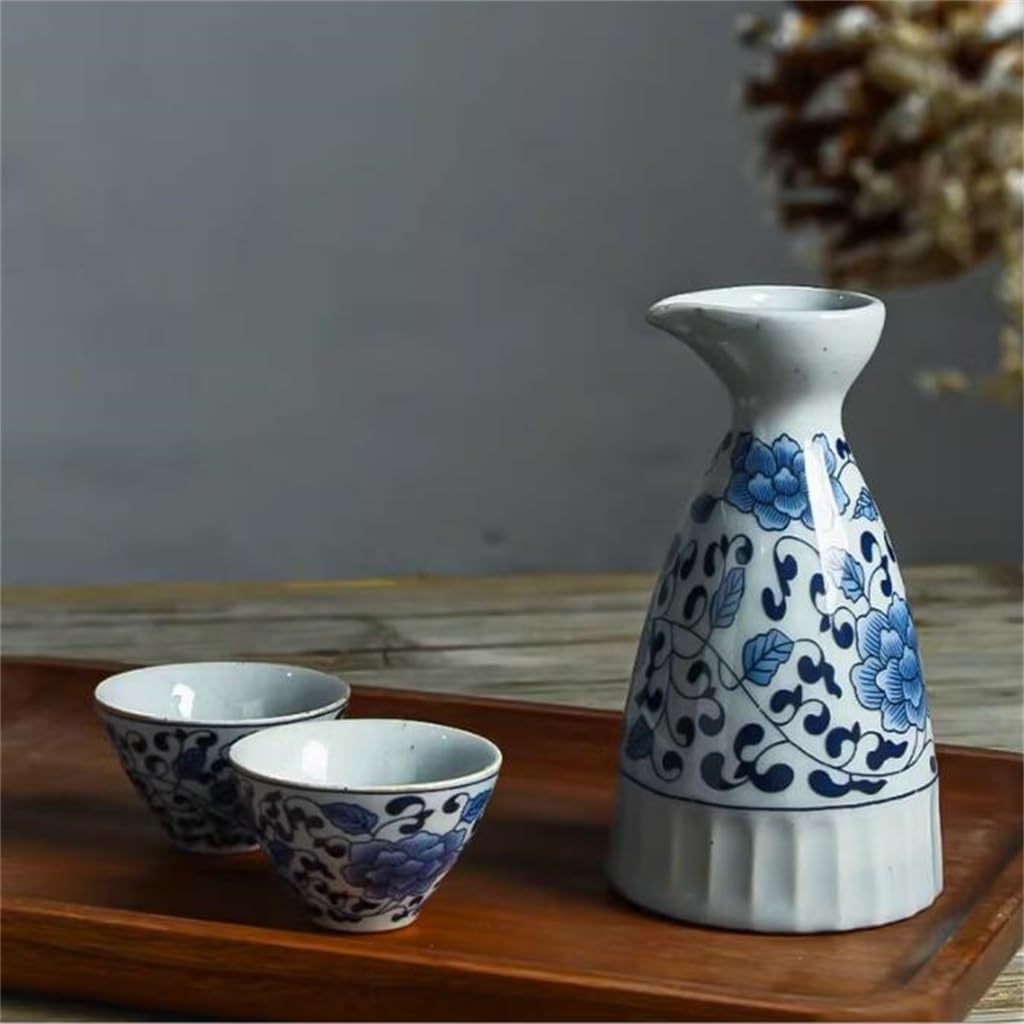 Retro White Wine Sake Wine Set Ceramic Small Wine Pot Box Set Household Wine Pot Wine Glass Box (