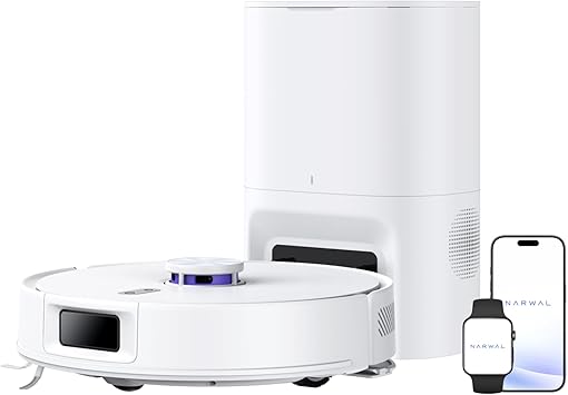 NARWAL Freo S Robot Vacuum and Mop Combo, 8000Pa Suction, 180 Days Hands-Free,Self-Emptying Base, LDS Navigation & Obstacle Avoidance, App & Voice Control, Quiet, for Pet Hair, Hard Floors & Carpets