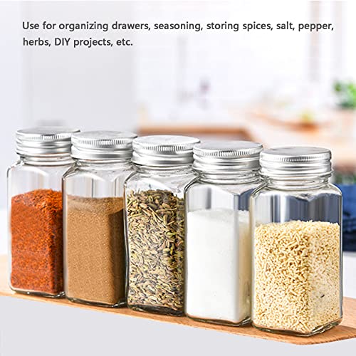 Jzmyxa 2-Pack Glass Spice Jars Set, With Spice Labels, Chalk Marker, Funnel, Shaker Lids And Airtight Metal Caps Included, 4Oz Empty Spice Bottles, Square/Cylinder (Square) #TOP3