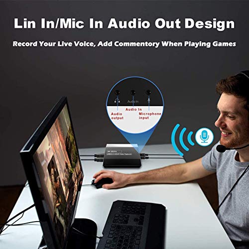 ANSTEN Video Capture Card, HDMI to USB3.0 4K@60HZ Game Capture Device Support Windows Linux OS X System OBS YouTube Twitch Streaming and Recording for PS4 Xbox One Game Use