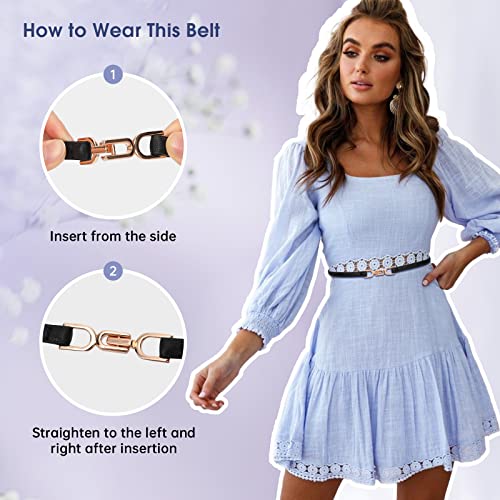 Vonmelli 2 Pack Women's Leather Skinny Belt For Dress Adjustable Thin Waist Belt For Ladies Black+Brown #TOP4