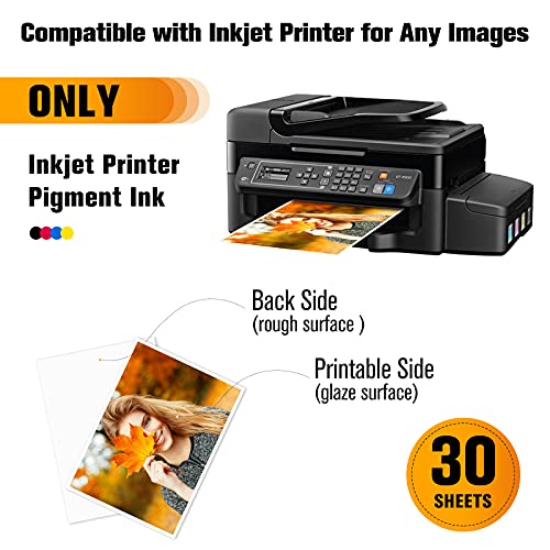 30 Sheets Heat Transfer Paper for White and Light Fabric, 8.3 x 11.7" Iron-on Transfer Paper for T Shirt for Any Inkjet Printers, Washable, No Cracking, No Fading - Thumbnail 5