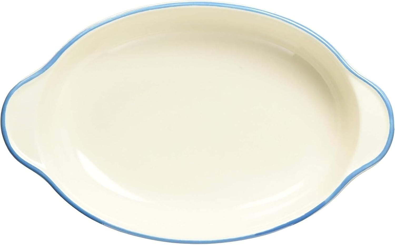 Banko Ware 12475 Oven-safe, Color Line, Oval Au Gratin Plate, Blue Line, Tableware, Pottery, Microwavable, Made in Japan