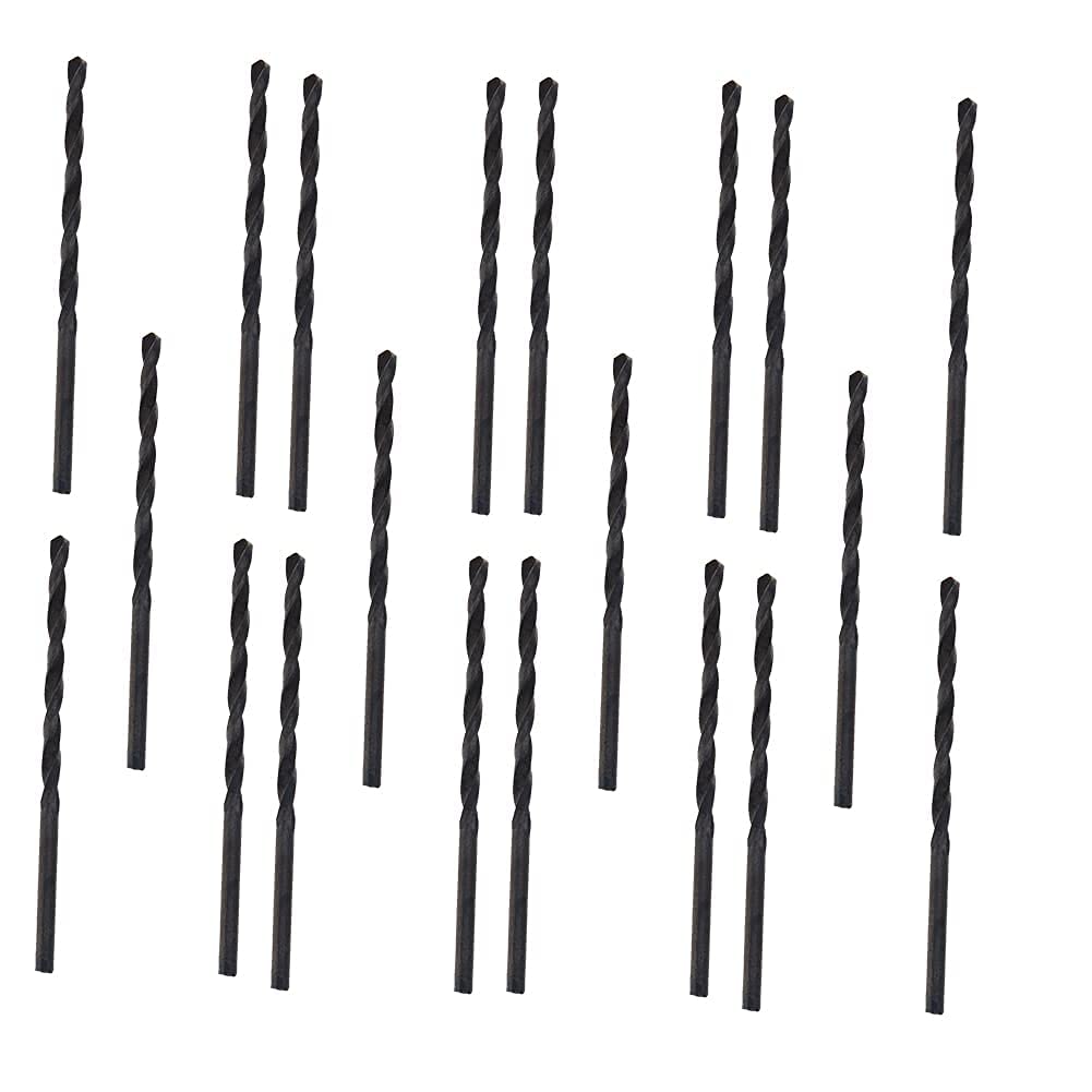 Auniwaig 20pcs Round Shank Drill Bit, 2.8mm High Speed Steel Twist Drill Bit HSS-9341, Black Nitride Coated Finish, for Aluminum Plate Copper Wood Stainless Steel