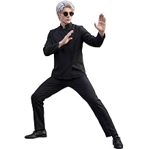 Black Anime Costume Men, Halloween Costumes for Men with Glasses