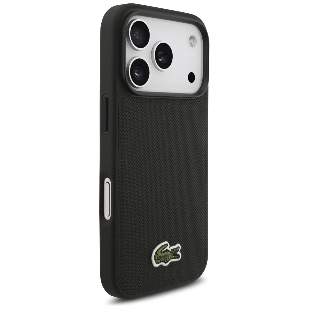 CG MOBILE Lacoste Iconic Petit Pique Woven logo kompatybilne z MagSafe etui do iPhone 17 Pro (czarne)