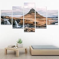 SIGNWIN 5 Panel Canvas Wall Art Modern Art Dramatic Farmhouse/Country Mountain Multicolor Nature Photography for Home Decorations Ready to Hang - 60