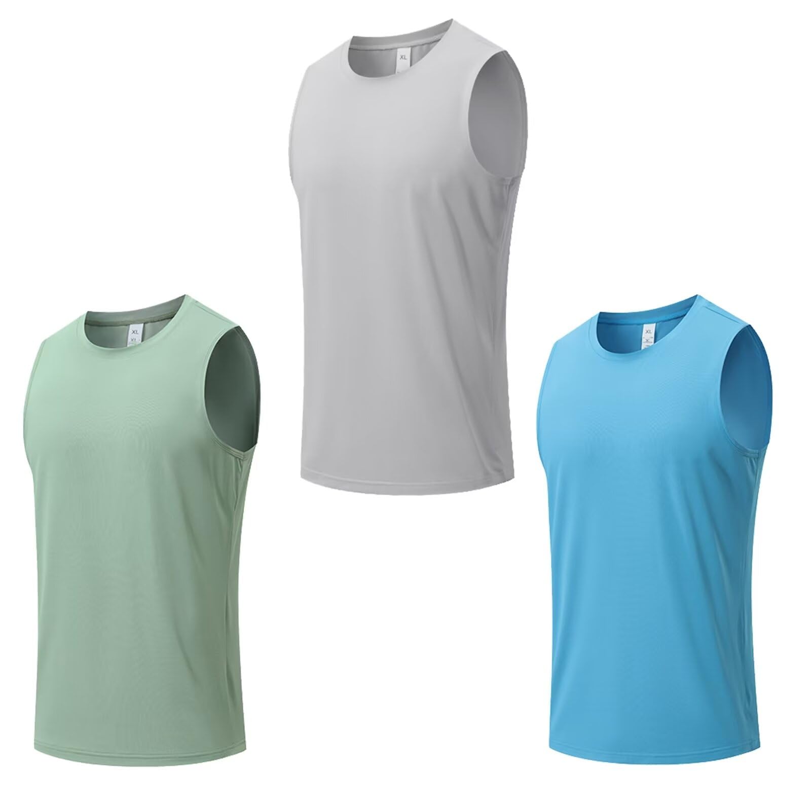 3 Piezas Camisetas sin Mangas para Hombre Camiseta Tirantes Verano de Entrenamiento atléticas Transpirables al Aire Libre Camisetas sin Mangas de Fitness
