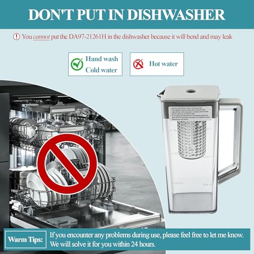 DA97-21261H Water Pitcher Compatible with samsung Refrigerators RF29BB8600QL, RF30BB6600QL, RF30BB660012, etc Refrigerator Water Pitcher, Includes 2 Spare Sealing Rings, Leak-Proof, 1-Year Warranty by Modoo - Image 6