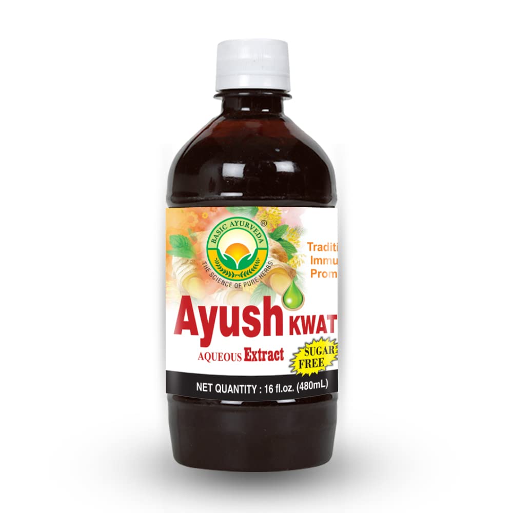 BASIC AYURVEDAKwath Kadha Liquid Extract | with Cinnamon Ginger & Jaggery | for Immune System Booster & Healthy Digestion | 16.23 Fl Oz (480ml)