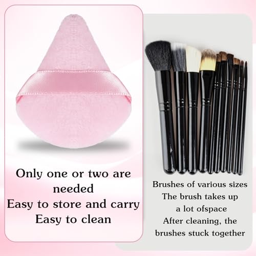 Grevosea 12 Pcs Makeup Puffs, Mini Triangle Powder Puff Reusable Finger Setting Powder Puff Small Makeup Sponge Beauty Blender for Women Face Powder Foundation Cosmetic (6 Colors)