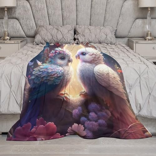 Manta de franela con pájaros suave y mullida para dormitorio 8