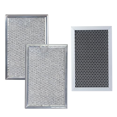 Microwave Filter Replacement - 3 Pcs Charcoal and Grease Filter Kit Compatible with GE Models JVM6175YK5FS, JVM6175SK5SS, JVM6175DK5BB, JVM6175DK5WW| Effective Odor Elimination