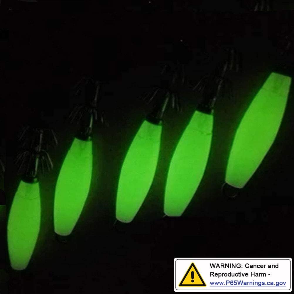 Luminous Squid Jig Hooks Stainless Steel Needles Fluorescent Fishing Cuttlefish Sleeve Squid Jig Baits Night Fishing Saltwater Lures Glow Squid Catcher Hard Baits