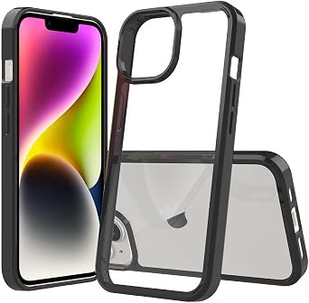 Case for iPhone 15, Soft TPU Fit Mobile Phone Cover, Clear Anti-Yellowing Technology Phone Bumper Case, Anti-Slip Grip Shockproof Anti Scratch, Slim & Tough Black
