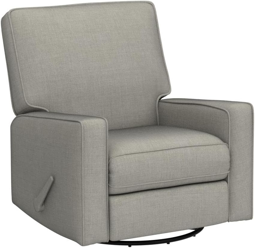 Harkawon Swivel Rocker Recliner Chair, Glider Rocker Recliner, Rocking Chair Nursery, Fabric Chair with High Back, Deep Seat, for Living Room, Bedroom (Brownish Grey-tan)