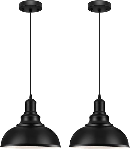 2 lámparas colgantes, accesorios industriales vintage, luces de araña de metal negro, lámpara de techo para cocina, hogar, isla, comedor,