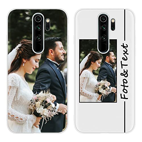 Custom Cover Personalizzata Custodia per Xiaomi Redmi Note 8 Pro 6.53 Personalizzato con Foto Testi Disegni Personalizza Case con Immagine Personalizzabili Case silicone tpu bianco