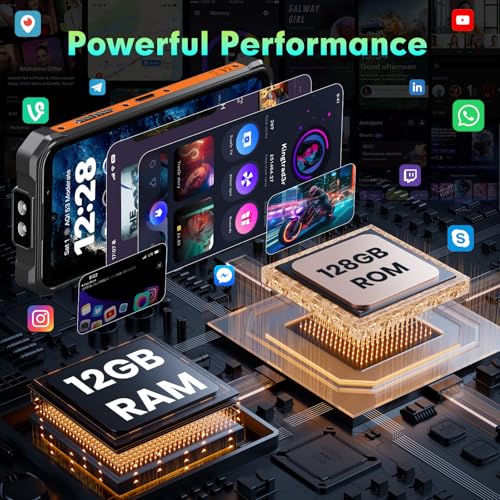 Image of FOSSIBOT F110L Android 15 Rugged Smartphone, 12GB+128GB /2TB Rugged Call Phone, 10000mAh Unlocked Phone 128dB Loud Volume 6.745 inch 50MP Camera Waterproof Smartphone 4G Dual SIM /Camping Light