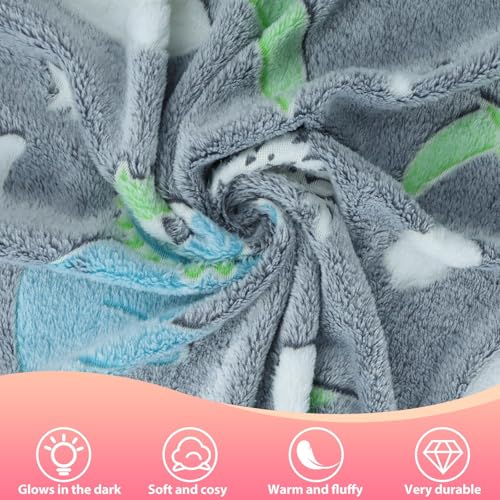 Miniatura 4 de Hzvrtn Manta Luminosa En Dinosaurio, Manta De Franela Para Niños Glow In The Dark Felpa, Manta Mullida Supersuave Para Niños Y Niñas Dinosaurio B, 130 X 150 Cm