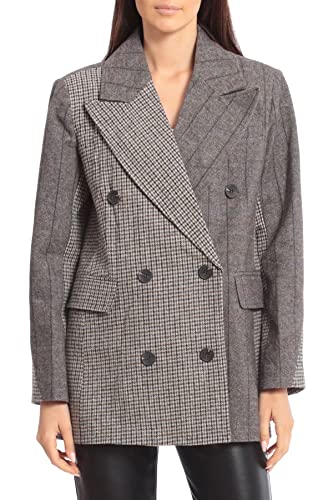 Avec Les Filles Womens Wool Blend Houndstooth Double-Breasted Blazer2