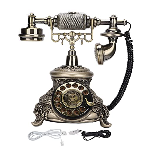 Jeankak Antique Telephone Classic European Retro Landline Telephone with Phone Line Redialing Functions Old Fashioned Antique Phone for Home Coffee Shop Bar (Bronze)
