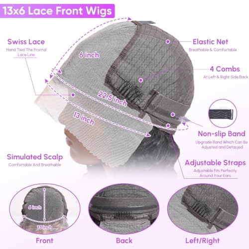 Image of Deep Wave Human Hair Wigs 200 Density 13x6 Lace Front Wig 34 Inch