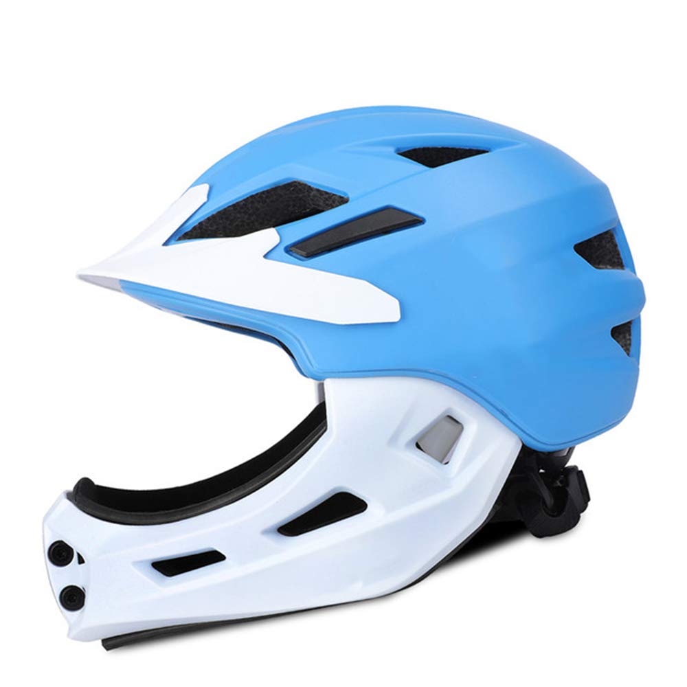 Kids Bike Helmet 2 in 1 Full Face Multi-Sport Helmet for 3-10 Years Childs CE Certified Ultralight Breathable Cycling Helmet for Skateboarding, Scooter, Roller Skating,Blue,XS