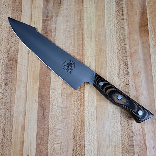 Miguel Raya's Cooking With Fire 8 Inch Chef's Knife High Carbon 7Cr17Mov Stainless Steel With Pakkawood Handle Multipurpose Chef Knives For Home Kitchen, Camping And Outdoor Bbq #TOP29
