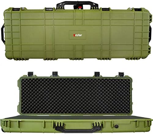 Eylar 48" Inch Protective Roller Rifle Hard Case with Foam, Waterproof & Crushproof, Two Rifles Or Multiple Guns, Pressure Valve with Lockable Fittings OD Green
