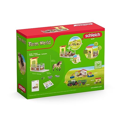 Schleich 42609 Box Per Pony Con Stallone Islandese, Da 3 Anni, Farm World - Playset, 4 Pezzi - 7