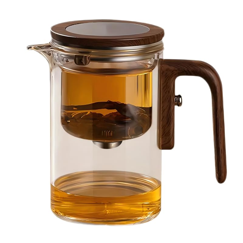 Théière à thé en verre double paroi avec infuseur amovible 600 ml