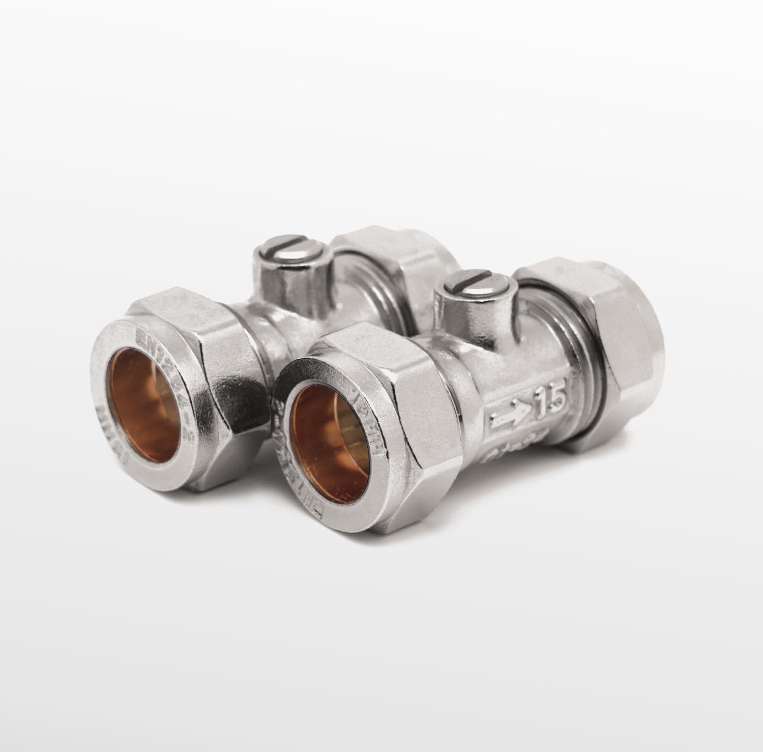TC Isolation Valves Chrome Isolating Valve Slotted 15mm Compression WRAS Approved Pack of 2, 2.3 cm x 4.8 cm x 2.5 cm - Image 2