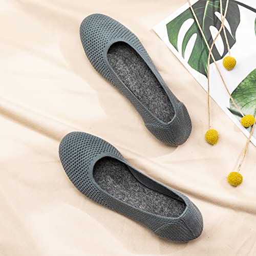 Image of Frank Mully Women's Ballet Flat Shoes Knit Dress Shoes Round Toe Slip On Ballerina Flats for Woman Low Wedge Comfort Soft