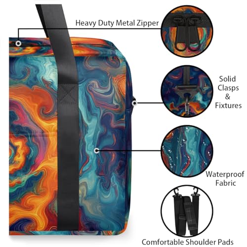 Vintage Tie Dye Travel Duffel Bag for Men Women Colorful Spiral Sports Gym Bag Waterproof Weekender Overnight Bags Foldable Carry on Backpack for Swim Yoga Fitness Workout3