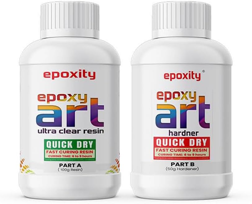 Pro-Grade (6 hrs Quick dry) Crystal Clear Fast Cure Epoxy Resin (150g) - Non-Toxic, UV-Resistant for Jewelry, Art & Craft, Keychains & More