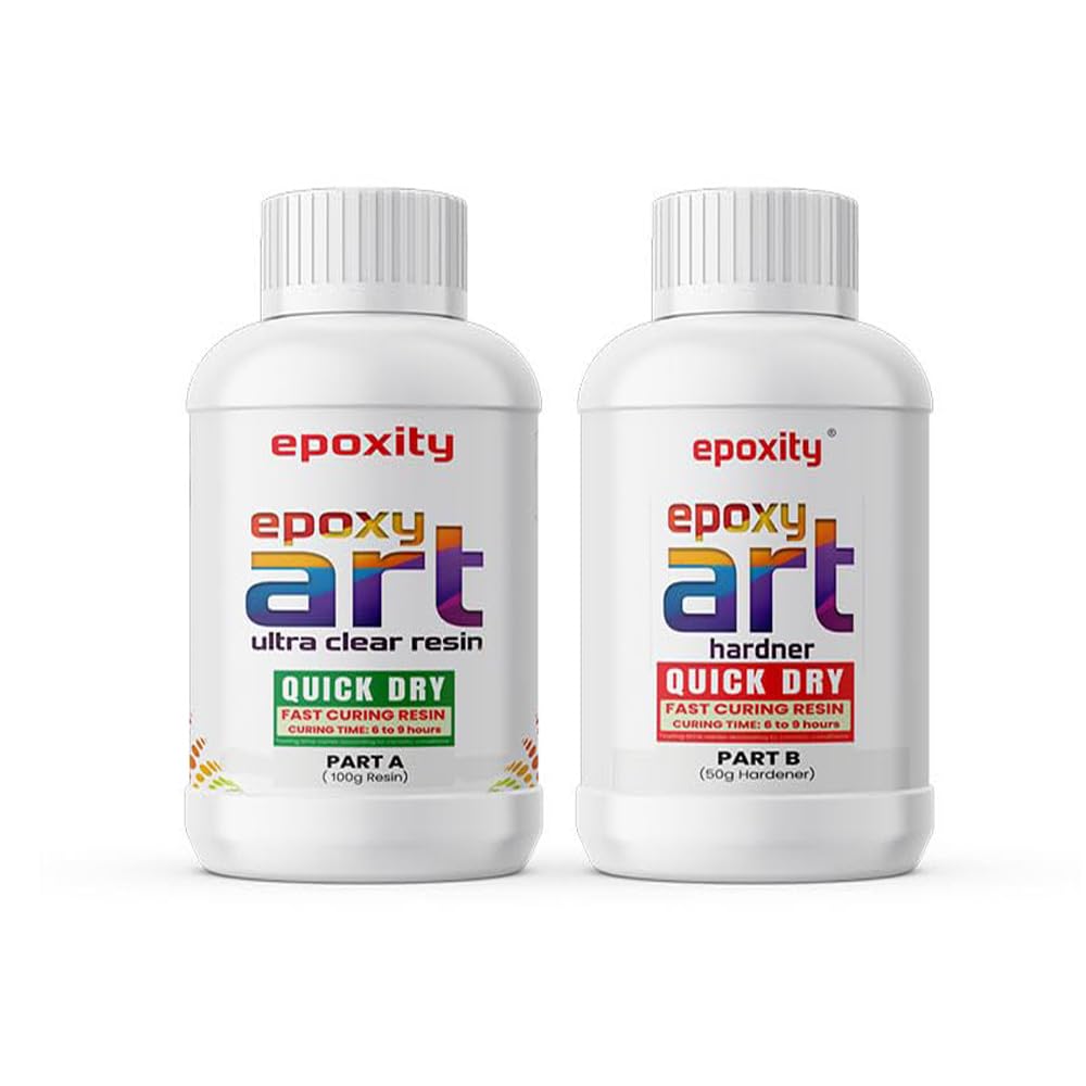 Epoxity Pro-Grade (6 hrs Quick dry) Crystal Clear Fast Cure Epoxy Resin (150g) - Non-Toxic, UV-Resistant for Jewelry, Art & Craft, Keychains & More