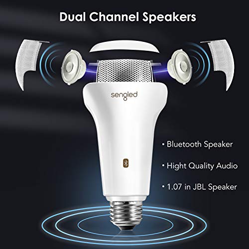 Image of Sengled Solo JBL Speaker Light Bulb Dual Channel Dimmable LED Light App Controlled 45W Equivalent E26 Smart Timing Music Bulb, Compatible with Alexa via Bluetooth Connection