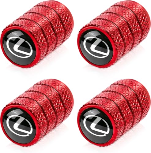 Image of 4pcs Tire Valve Stem Caps, Compatible with Lexus RX ES GS LS NX RS GX LX RC LC RX350 is250 GX460 Series Stem Cap Universal Car Air Cover Car Accessories for Cars, SUV, Truck, Motorcycles Red