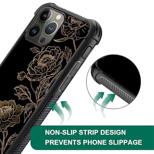 FKBRCL4U for iPhone 16 Pro Max Case, Gold Blooming Flower Dark Pattern Graphic Design Girl Boy Soft Silicone Hard Acrylic Shock Protection for iPhone 16 Pro Max - image 7