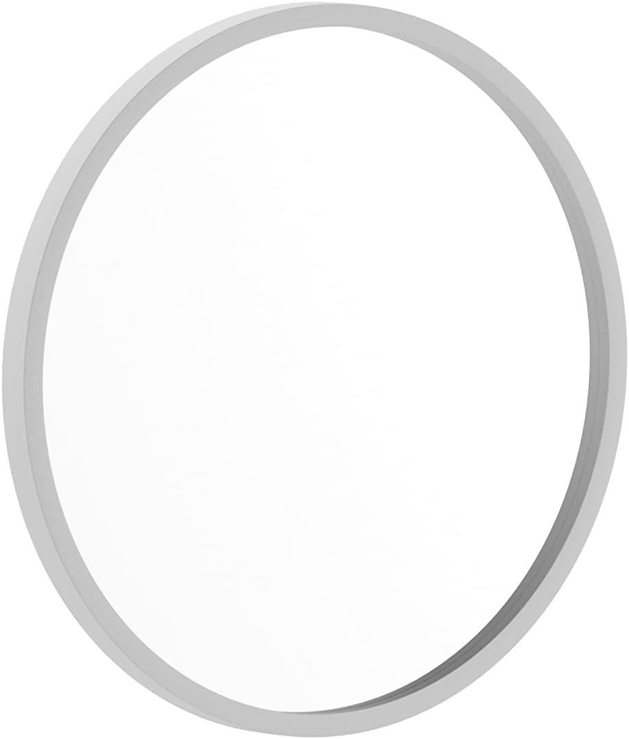 Taylor & Logan Julianne 16" Round Silver Metal Framed Wall Mirror - Large Accent Mirror for Bathroom, Vanity, Entryway, Dining Room, & Living Room