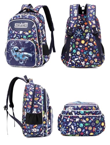 JiaYou Boys Astronaut Pattern Backpack Primary School Bookbag lightweight Breathable Fabric(Black-3Pcs,35 Liters)3