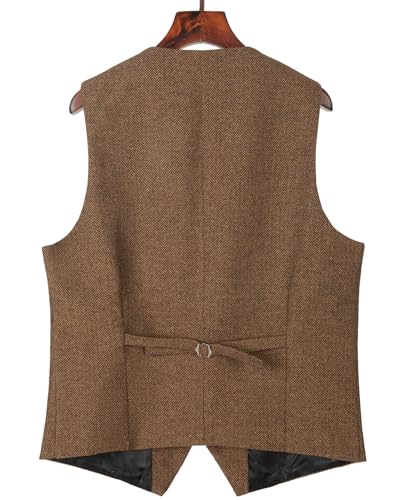 Hunting Mens Herringbone Vests Western Tweed Waistcoats Cowboy Vest for Men Vintage Casual3
