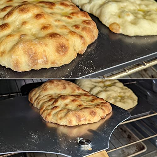 Pizza Miava - Pizza Stone Set For Oven Or Grill - 4 Piece Baking Set - Nonstick Glazed Stone With Pizza Accessories - Aluminum Pizza Peel 12 Inch Paddle, Pizza Cutter, Dough Cutter Scraper #TOP5