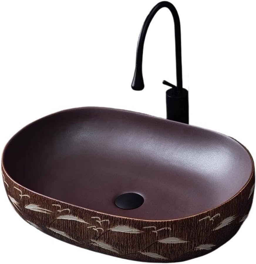 Counter Basin Ceramic Countertop Wash Basin Single Basin Bathroom Creative Home Retro Art Basin Small Antique Wash Basin Bathroom Sink(B)