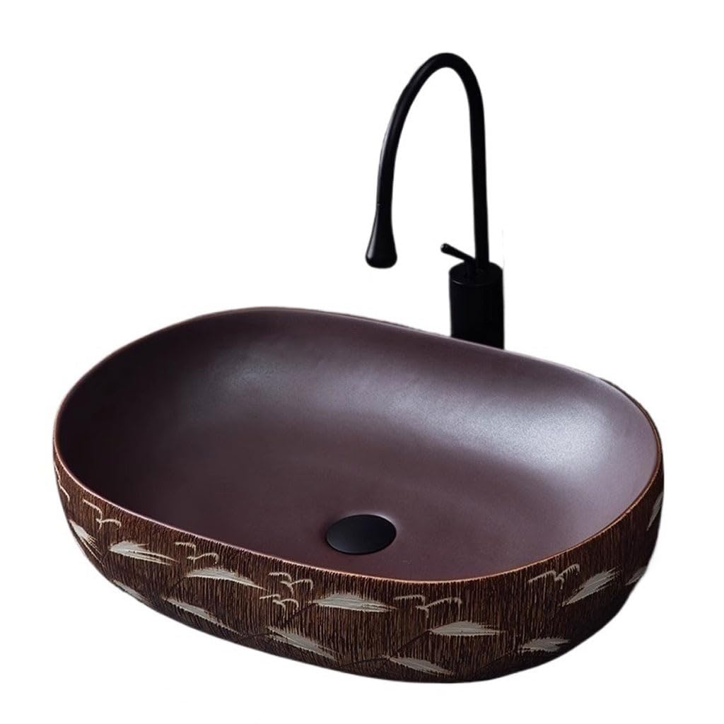 Counter Basin Ceramic Countertop Wash Basin Single Basin Bathroom Creative Home Retro Art Basin Small Antique Wash Basin Bathroom Sink(B)