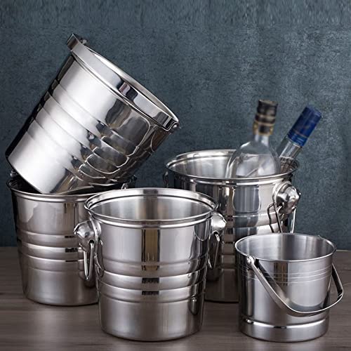 Cubitera de acero inoxidable 5L con asa de anillo para barra comercial y hogar 5