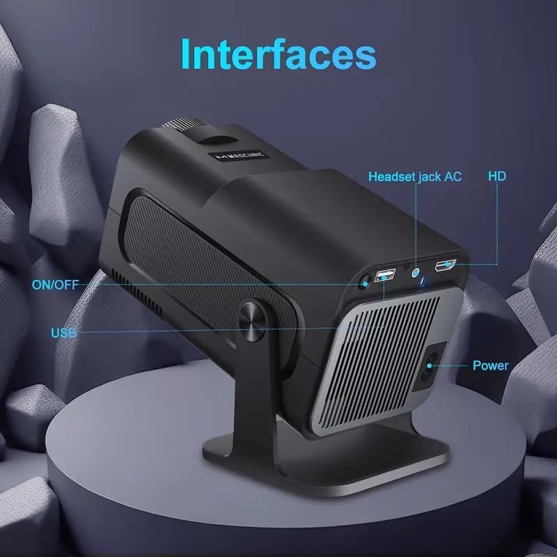 Image of Hy320 Mini Portable Projector-5G WiFi 6,Bluetooth 5.0 and Android 11,Support 4K and 1080P Full Hd,12,000 Lumens,Led Projector with 4D /4P (BGP26)