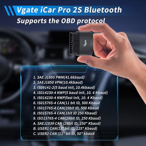 Vgate iCar Pro 2S Bluetooth OBD2 Diagnostic Tool for iOS, Android & Windows, Auto Scan Tool Supports Electric and Hybrid Vehicles