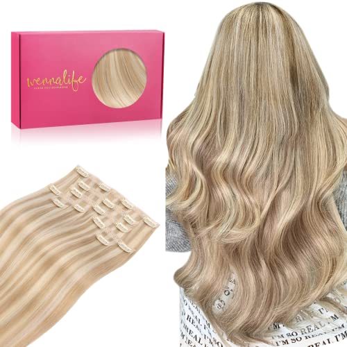 Image of WENNALIFE Invisible Edge Seamless Clip in Hair Extensions Real Human Hair | 14'' 130g 9pcs Chocolate Brown. Ultra-Thin PU Weft, Easy, Comfortable Clip in Luxury Remy Hair Extensions